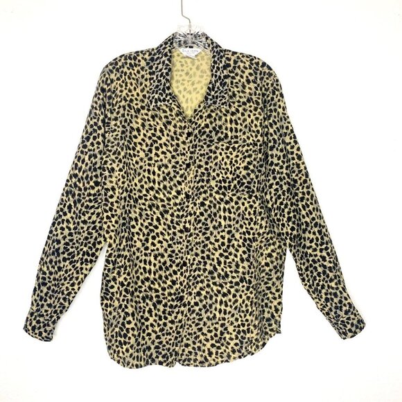 Vintage Silk Icon Collection Leopard Print Silk Button Down Shirt Women’s Large - Picture 11 of 11